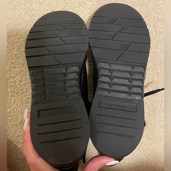 NWOT Crime London Black Leather Moto Boot with Stars on back - Picture 9 of 13